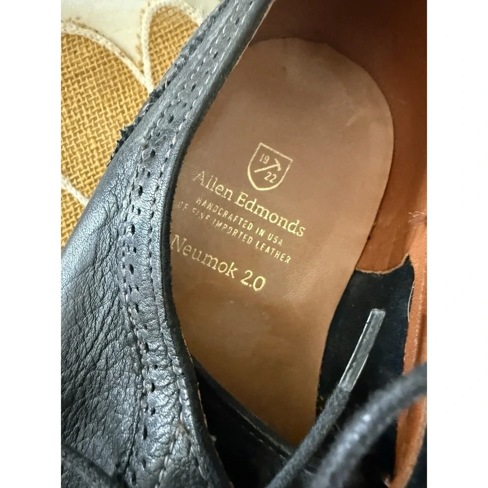 Allen Edmonds‎ Neumok 2.0 - 10D  Oxfords Black Leather Wingtip Shoes USA Men